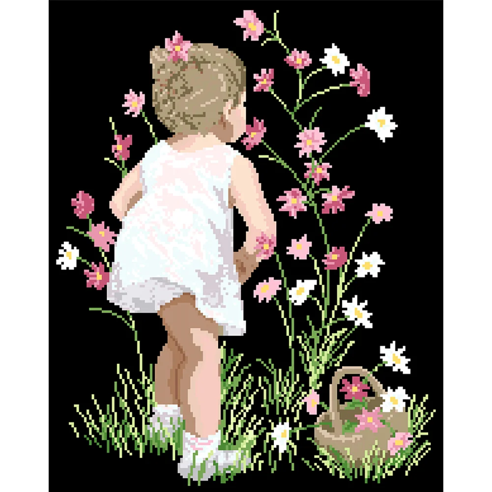 9CT Full Stamped Cross Stitch Bead Embroidery- Girl(Canvas|40*54CM)