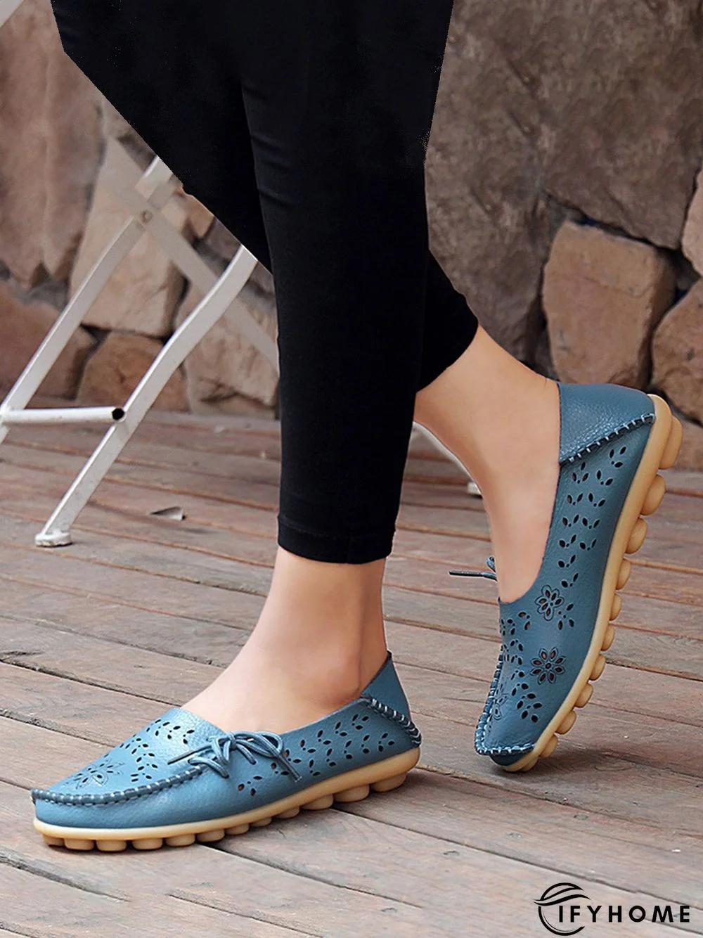 Cowhide Hollow Lace-up Portable Shoes | IFYHOME