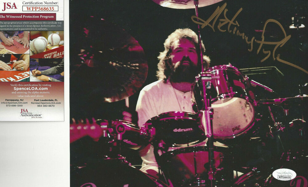 Lynryd Skynyrd drummer Artims Pyle autographed 8x10 up close Photo Poster painting JSA Cert