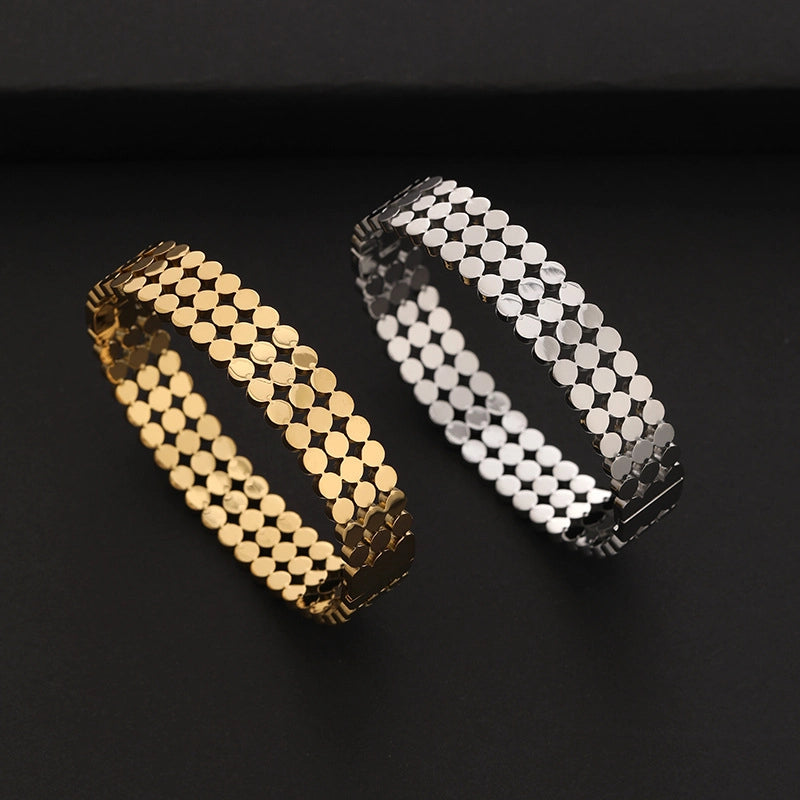Fashion Simple Titanium Steel 18K Gold-plated Dot Beads Men's Bracelet Non-fading Jewelry