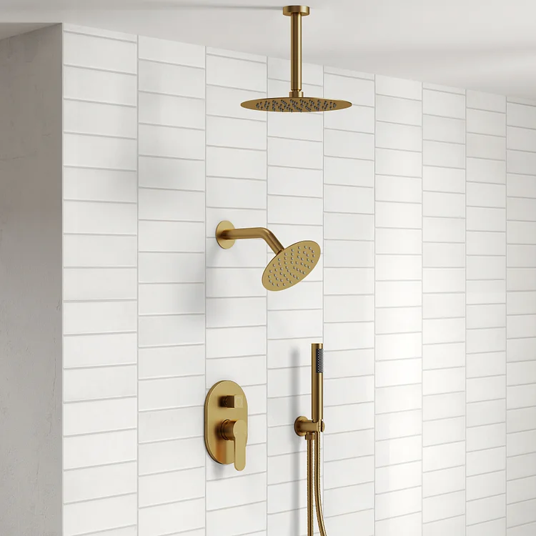 10" Dual Shower Head Complete Shower System with Rough in-Valve SFS-1057-GD10