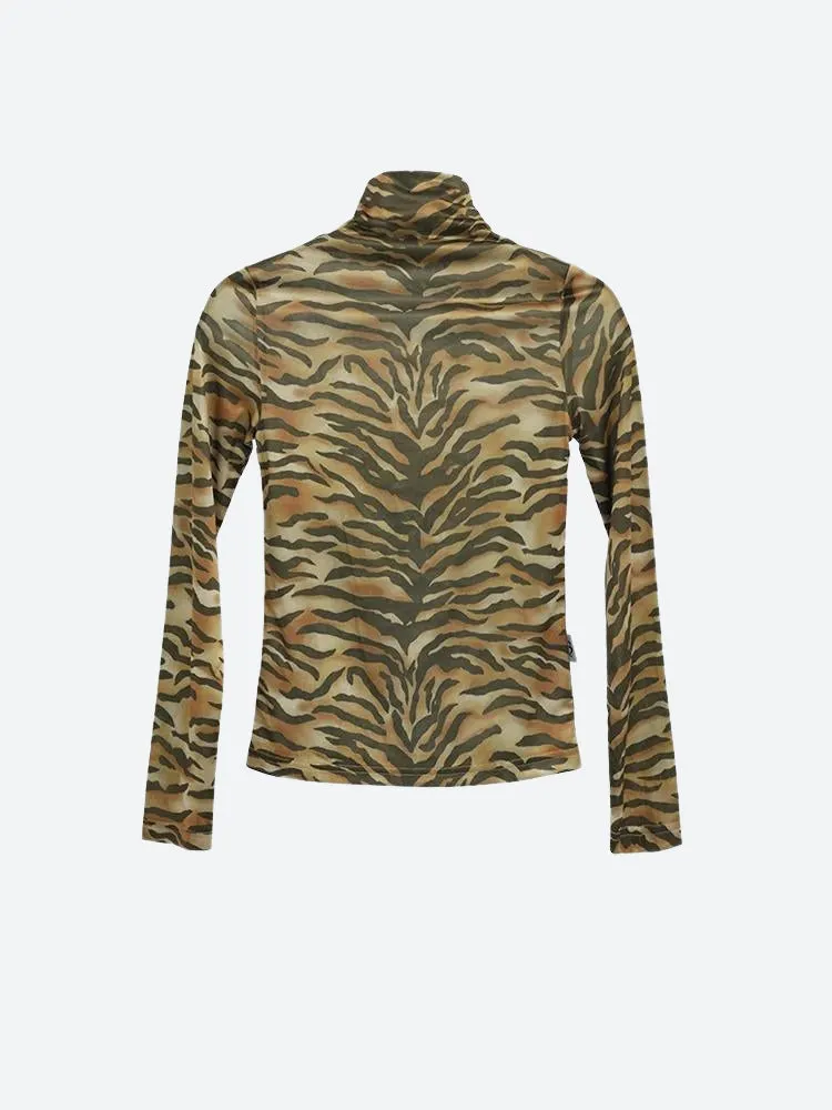 Brownm Tiger Mesh Top