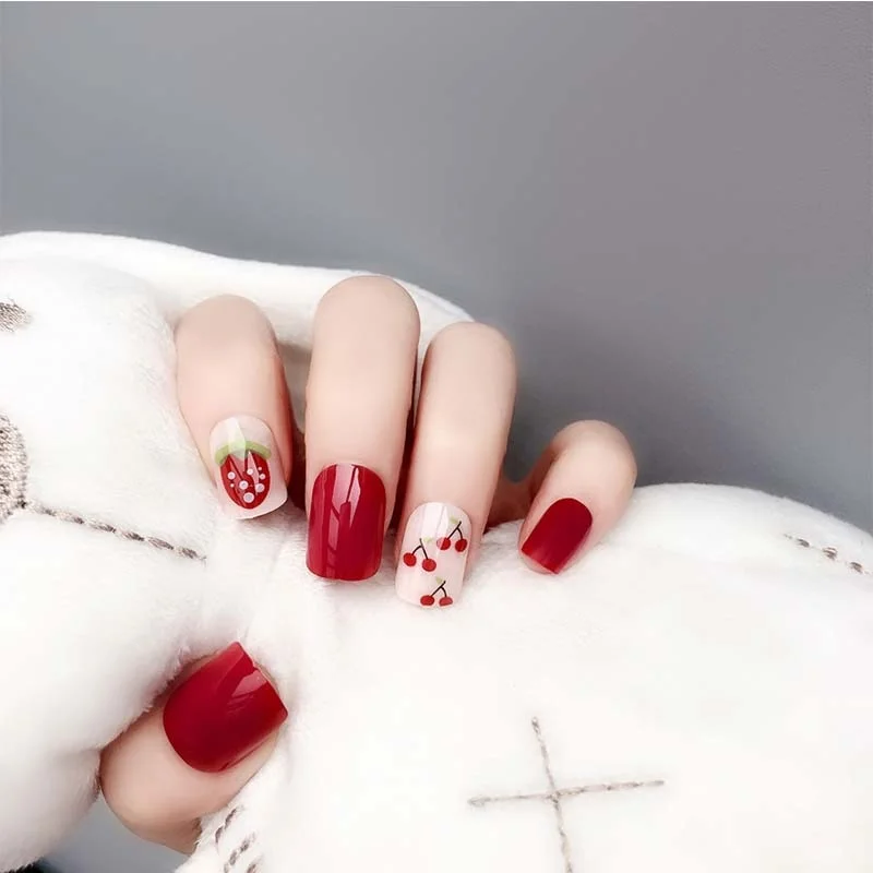 24Pcs/box wholesales Fake Nails Press On for women Bride White Flower designs Artificial Nail tips full cover acryl False Nails-Nail Inspo