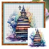 >SALE<Full Embroidery Eco-cotton Thread 11CT Printed Book Stack Cross Stitch 60x60cm