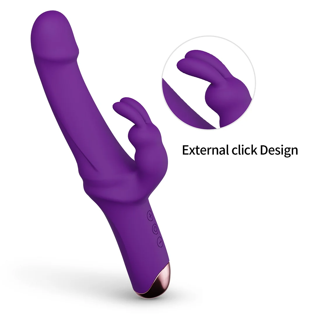 Rechargeable Rabbit Dual Shock Massager - Rose Toy