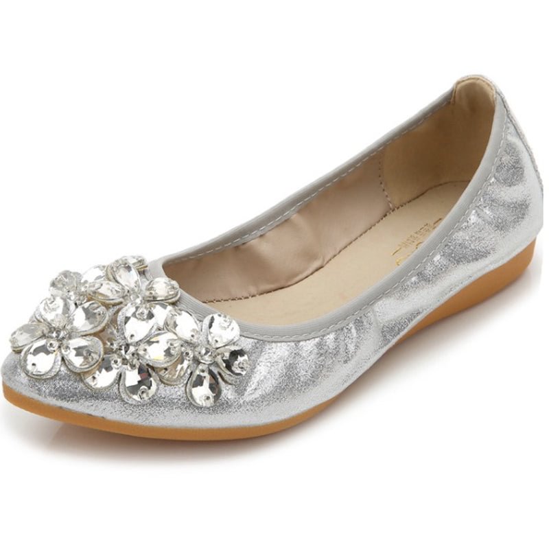 Rhinestone Flats Casual Comfort Dressy Flats for wedding Bling diamonds bridal shoes silver Beach Bohemian shoes