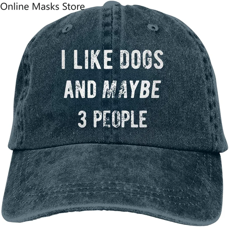I Like Dogs and Maybe 3 People Unisex Adult Cowboy Hat Full Cotton Curved Brim Baseball Cap Hats Hip Hop Fitted Cap