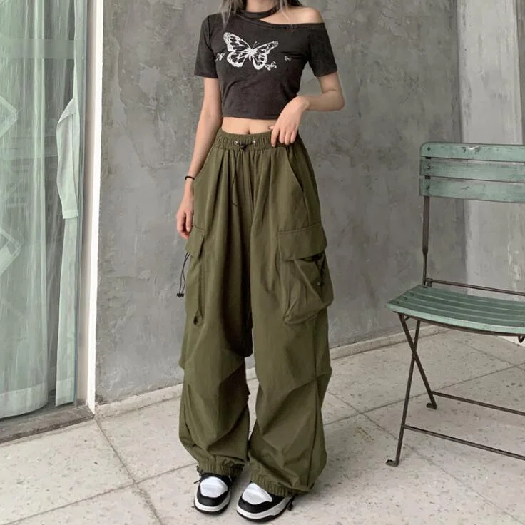 Uveng American Retro Casual Summer Straight Draping Pants