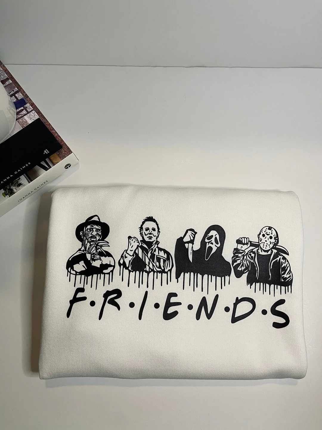 HORROR FRIENDS Halloween Printing Round Neck Long Sleeve Pullover