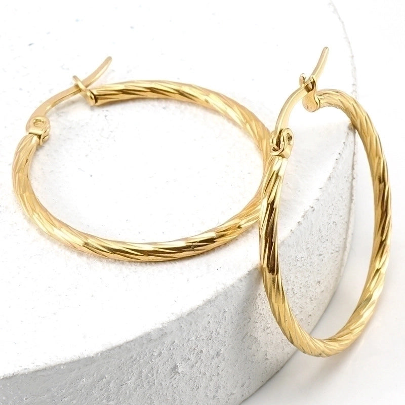 Minimalist Circle Gold Plated 304 Stainless Steel 18K Gold Plated Stainless Steel Earrings