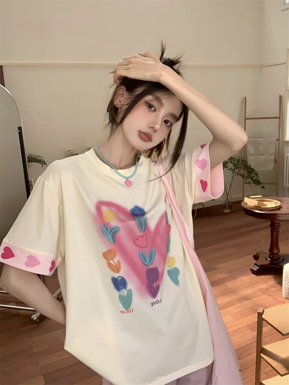 Long Sleeve T-Shirt with Tulip Hem in Rose - 3470509