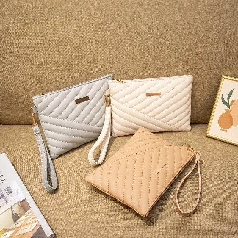 White Grey Black Pu Leather Stripe Square Evening Bags
