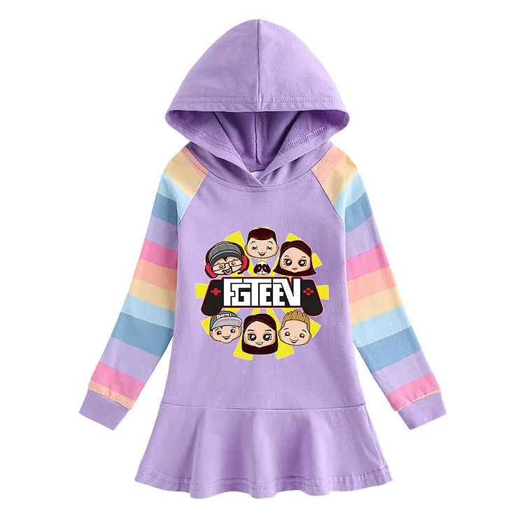 Fgteev Cotton Long Sleeve Rainbow Sweatshirt Skirt