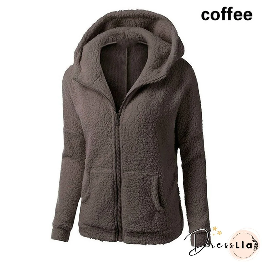 Woman Clothes Warm Autumn Winter Thicken Fleece Coat Zip Up Hooded Slim Parka Jacket Overcoat Woman Hoodie Plus SizeS-5XL