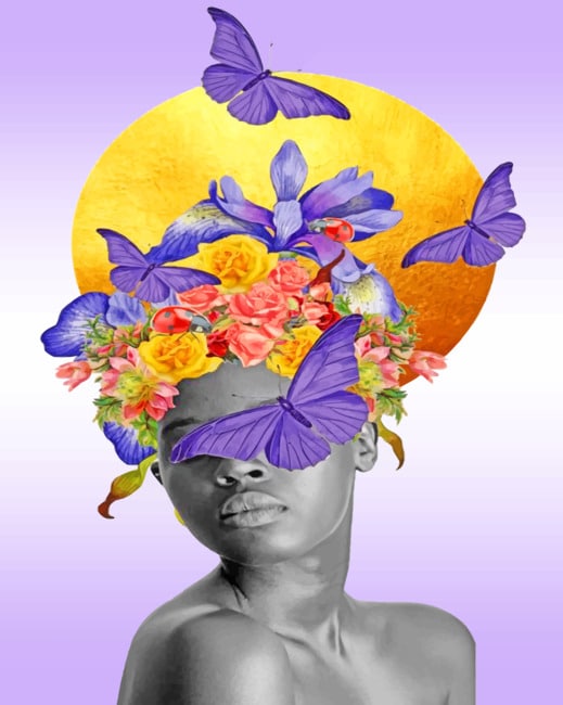 

Black Woman And Butterflies – Paint By Numbers - 40*50CM, 501 Original