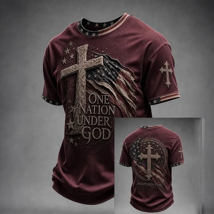 Men's Vintage Faith Flag Design Printed T-shirt