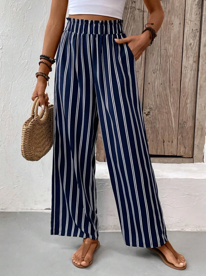 Zingj Striped Loose Casual Summer High Waist Pants