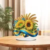(US Local)Flower Double Sided Effect Table Top Diamond Painting Desktop Ornaments Kit (Sunflower B)