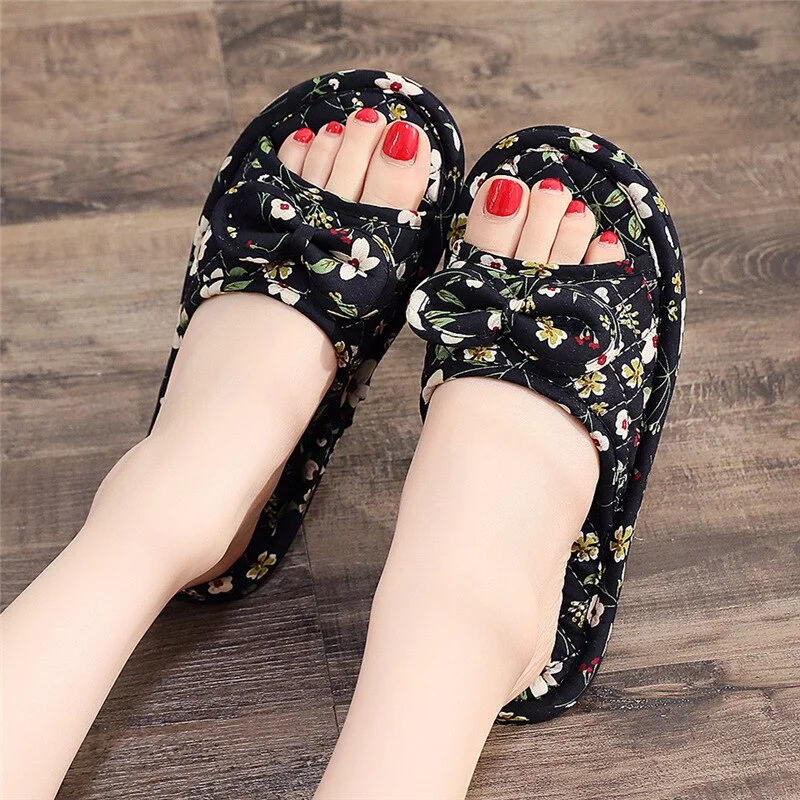 New Silent Women's Slipper Particles Non-Slip House Slippers for Women Soft Bottom Indoor Four Seasons Print Female Slippers