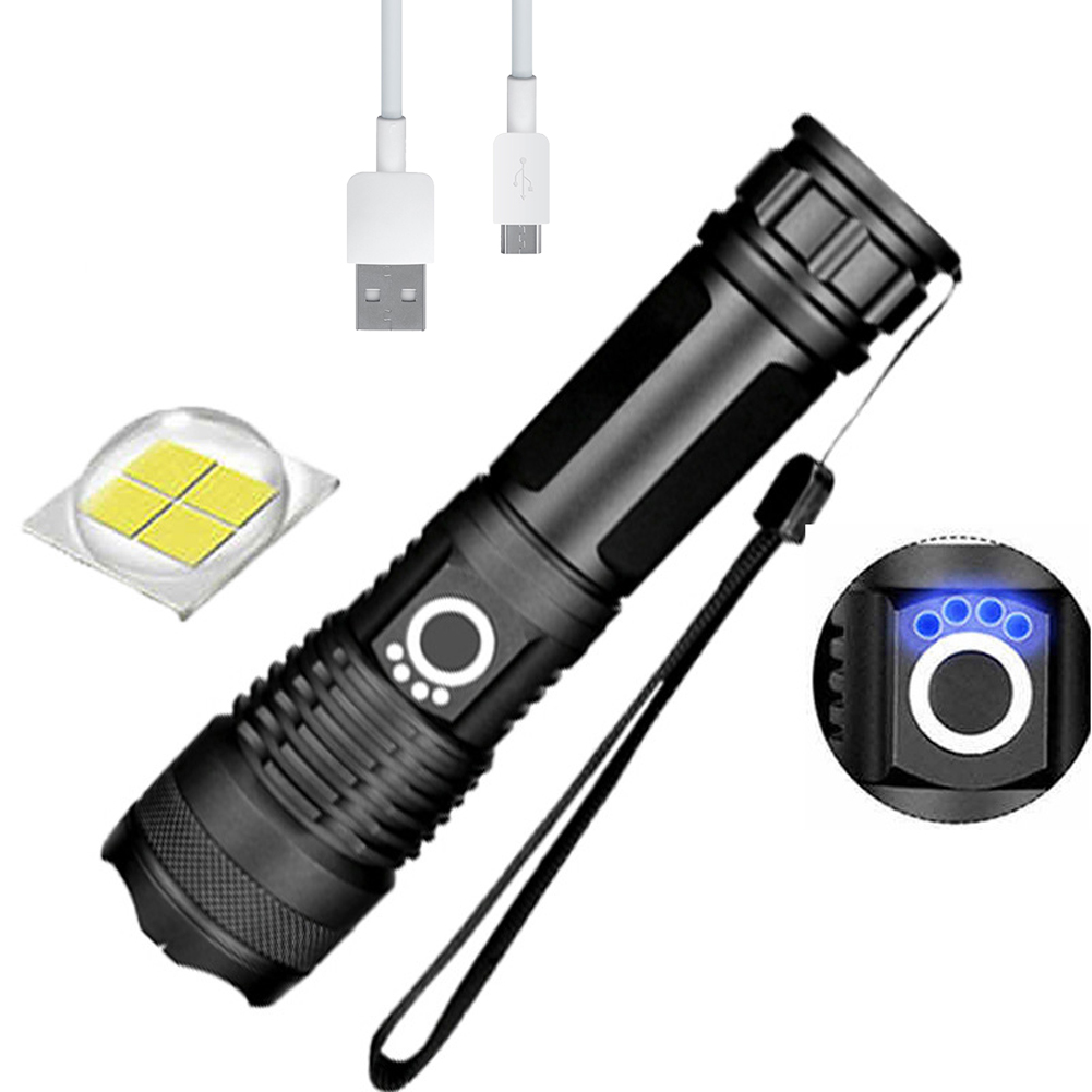 

XHP50 LED Flashlight USB Charging Telescopic Zoom 5 Modes Emergency Torch, 501 Original