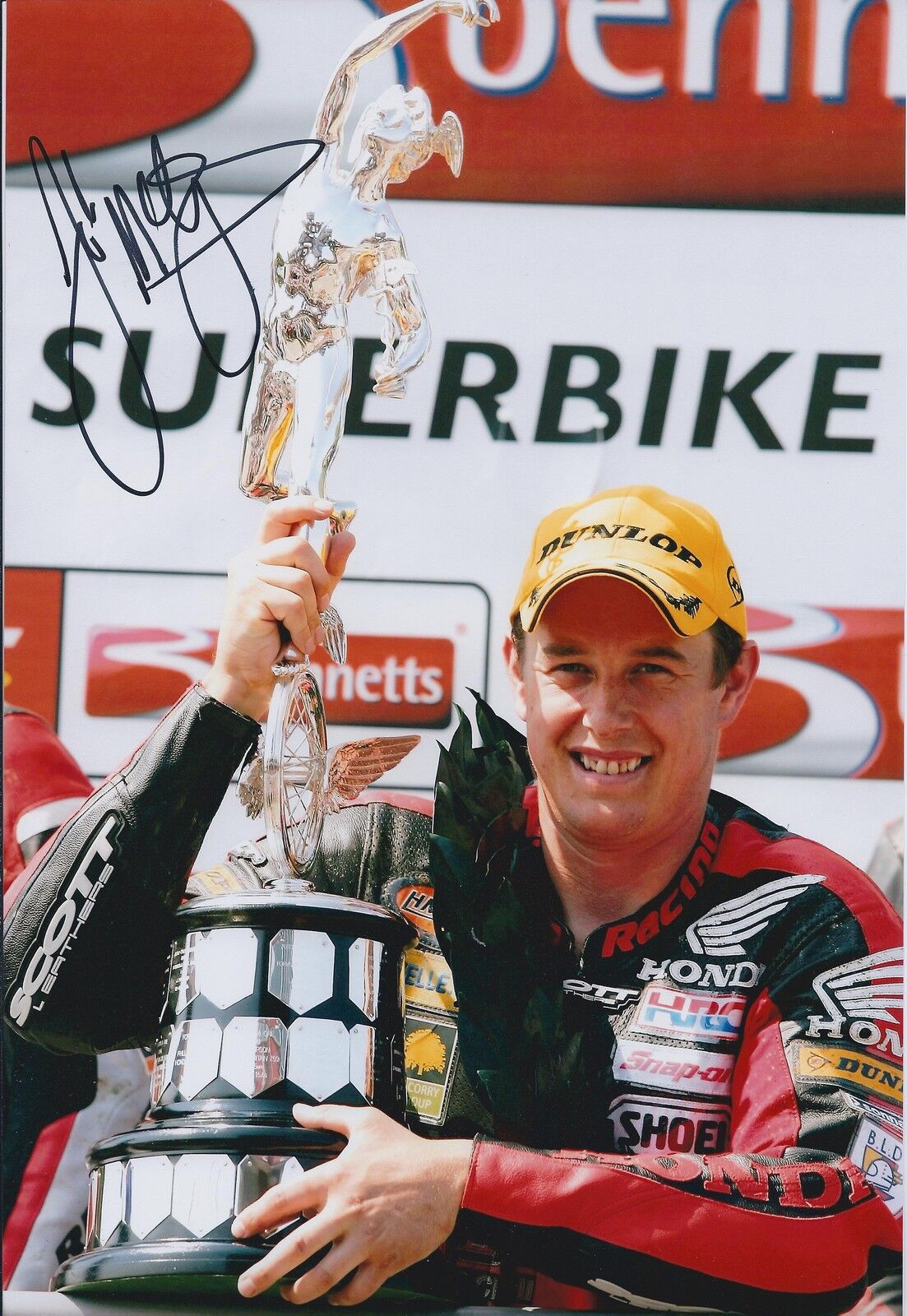 John McGUINNESS Signed 12x8 Photo Poster painting Podium Race Winner Autograph AFTAL COA