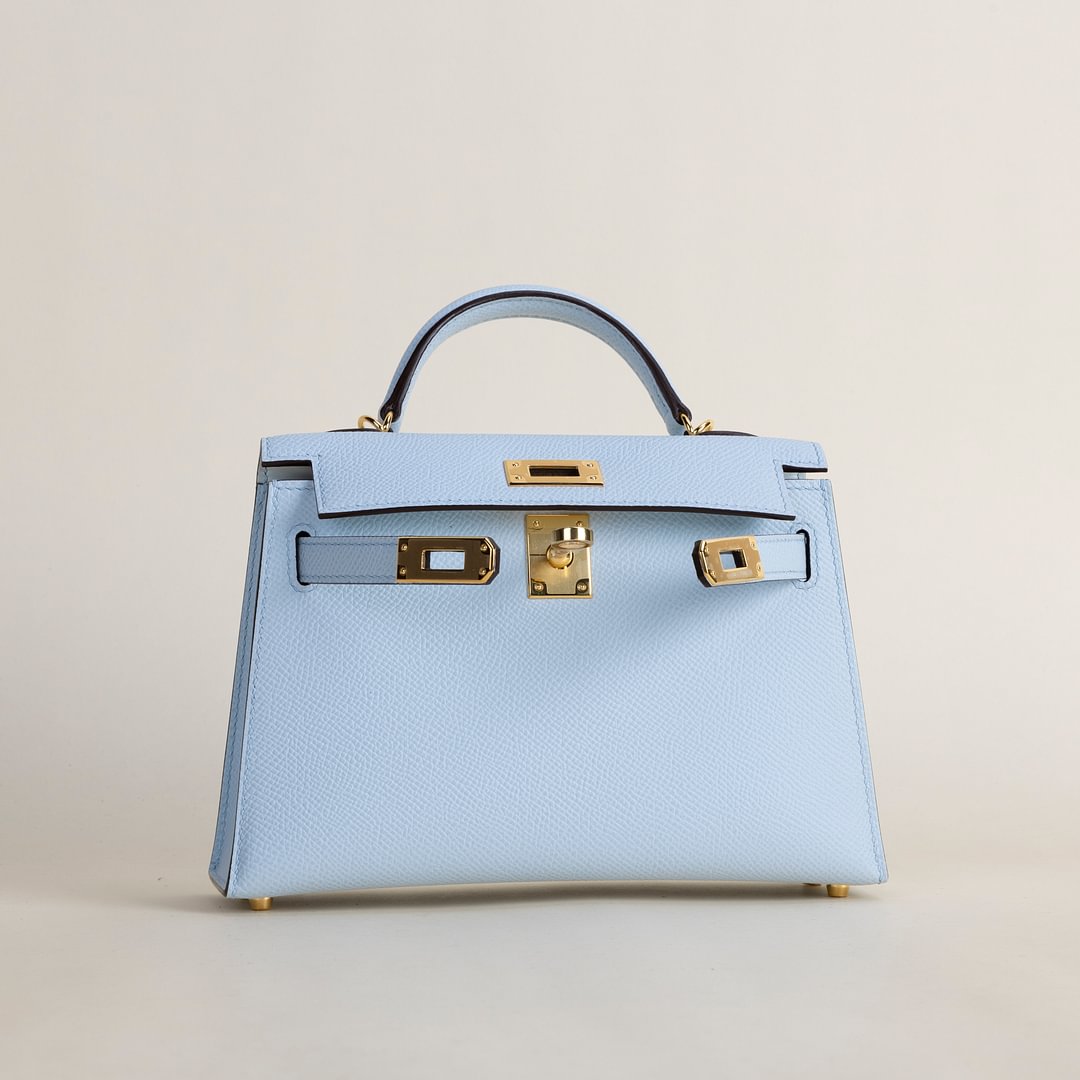 Mini Kelly II Epsom T0 Bleu Brume GHW