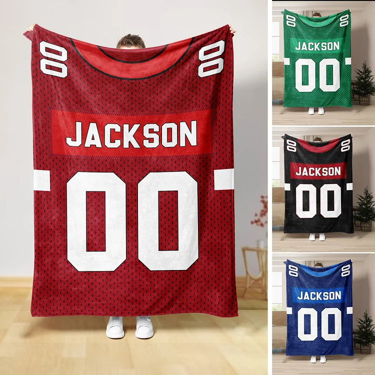 Personalized Football Blanket, Custom Name Number Soft Cozy Blankets | BKKid391