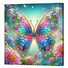 (Pre-Framed)Butterfly Flower-Special Shape Diamond Painting Kit(25x25cm)
