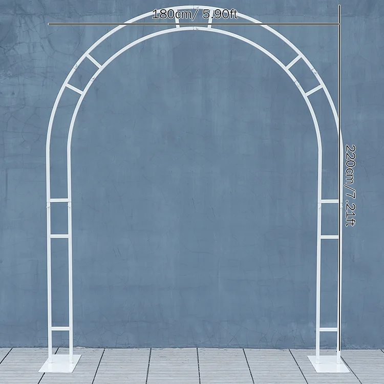 Angela Flower 7.2ft White Stable Double Pipe Plate Base Strong Wrought Iron Shelf Wedding Backdrop Decor Frame A4175