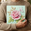 DIY Pearl Painting Pink Roses for Home Decor with Frame(25x25cm)