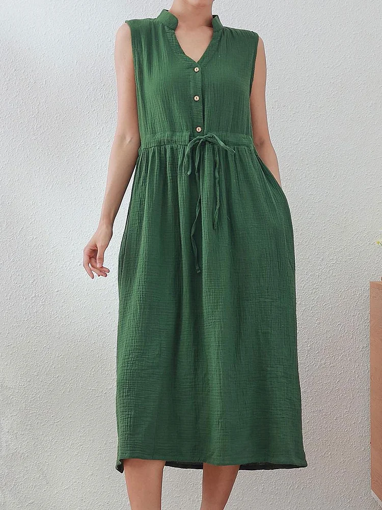 Women's solid lace-up casual dress