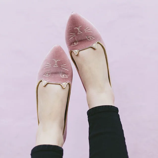 Women's Pink Pointed toe Comfortable Flats Pumps |FSJ Shoes