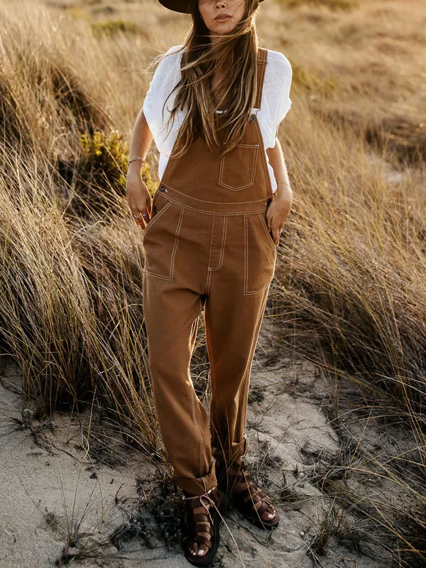 Vintage wearable large pocket workwear women's jumpsuits