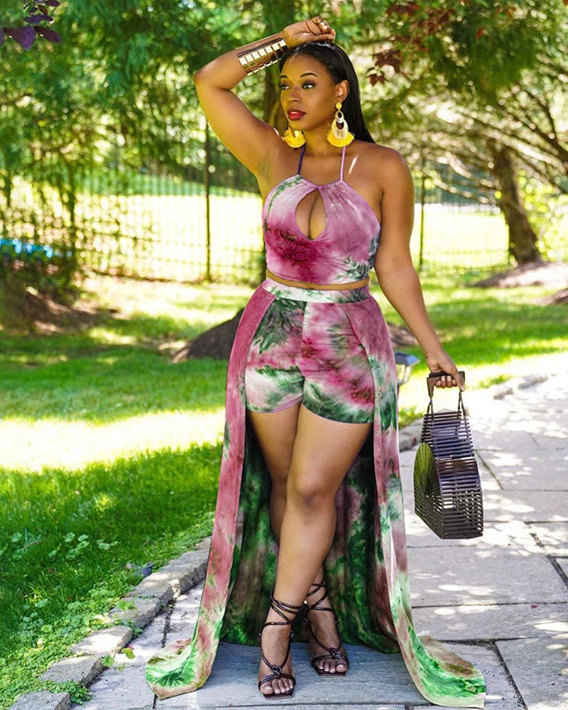 PILLAR HALTER TOP & SHORTS TWO PIECE SET