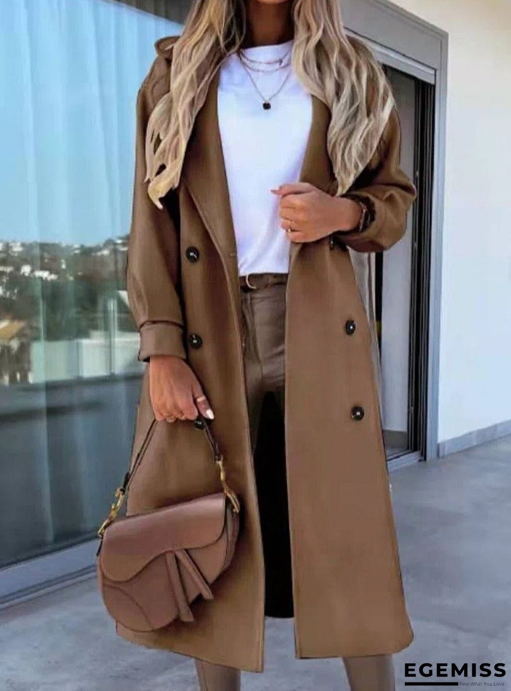 Casual Solid Color Long-Sleeved Lapel Coat | EGEMISS