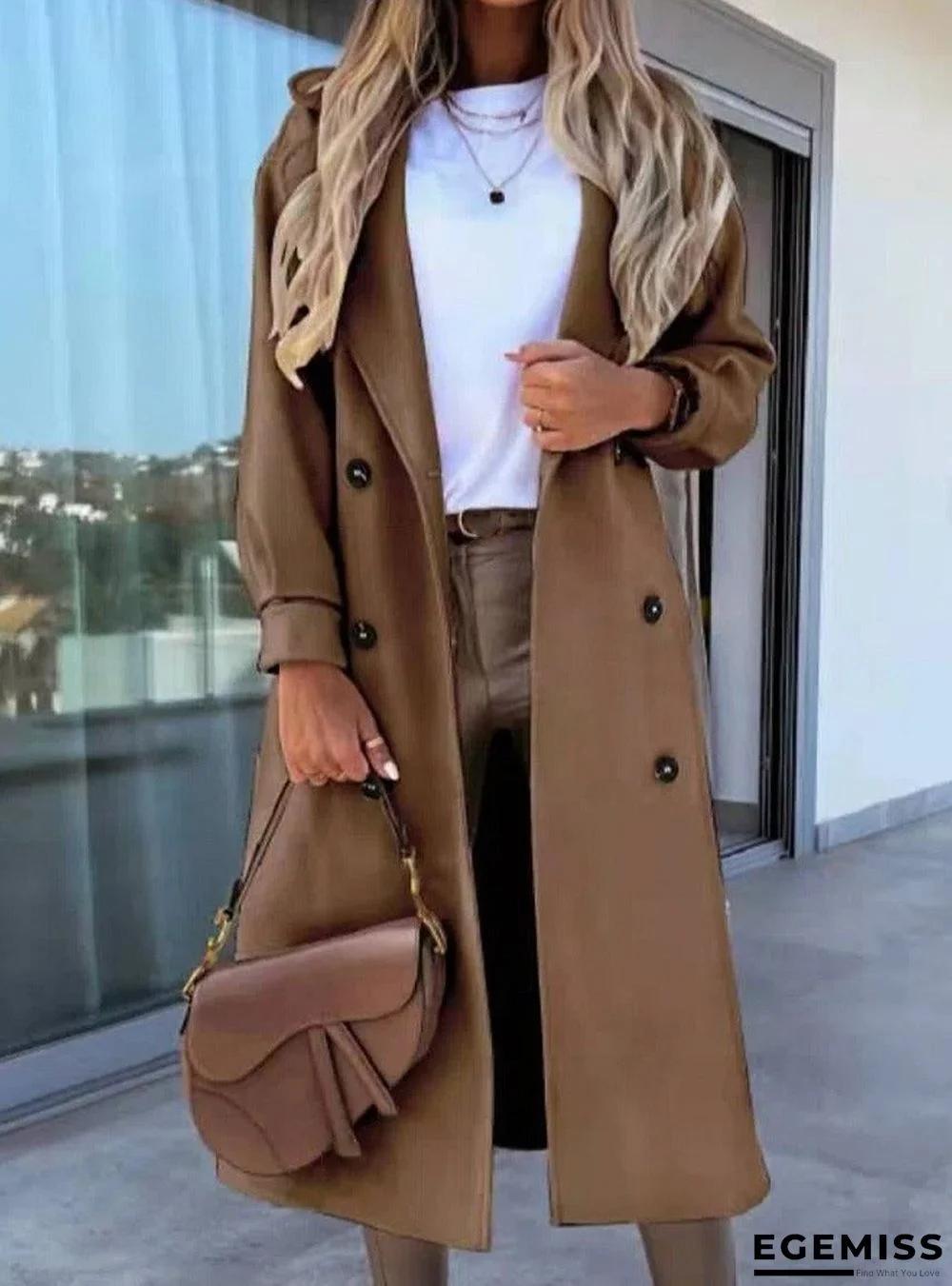Casual Solid Color Long-Sleeved Lapel Coat | EGEMISS