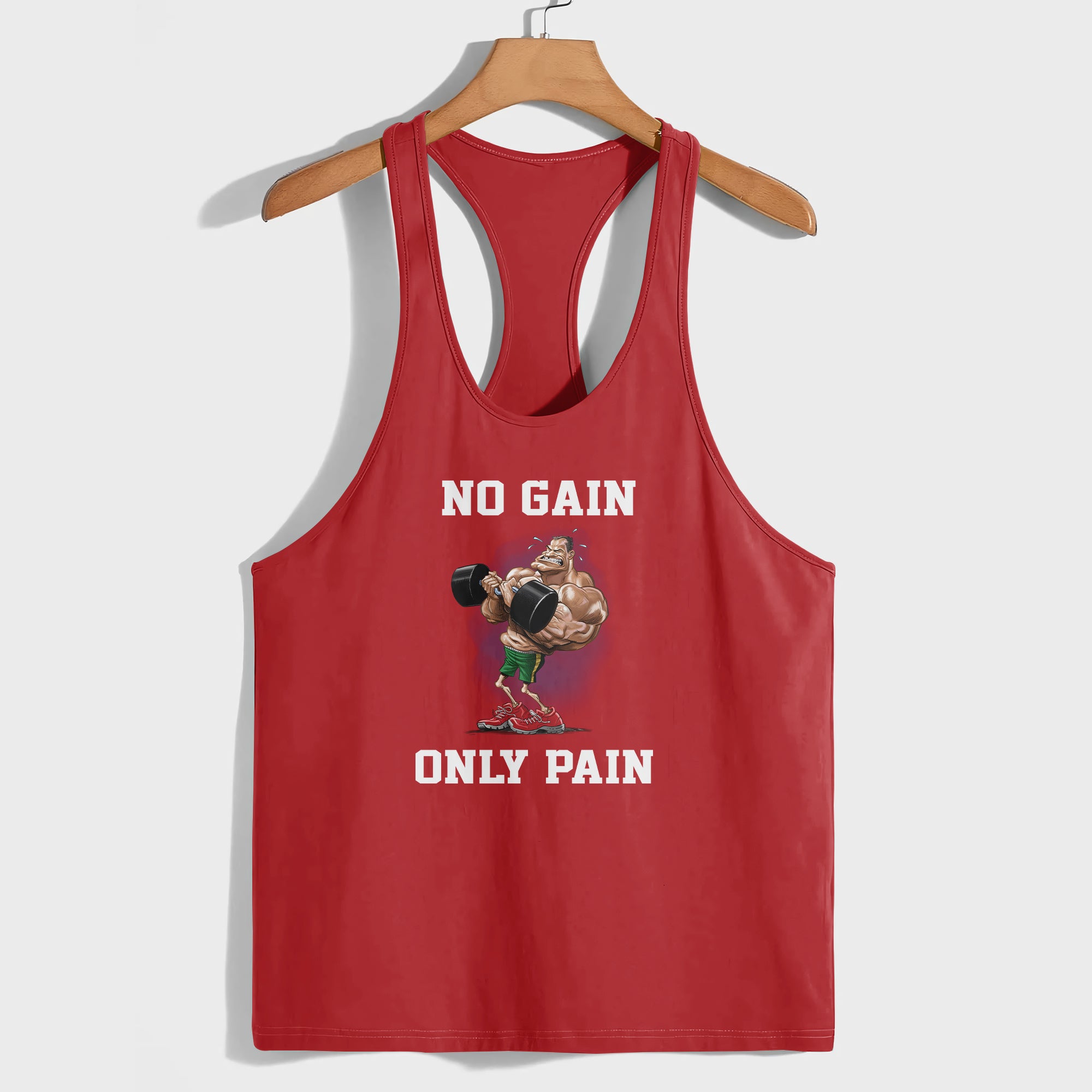 NO GAIN ONLY PAIN PRINT ON RACERBACK TANK
