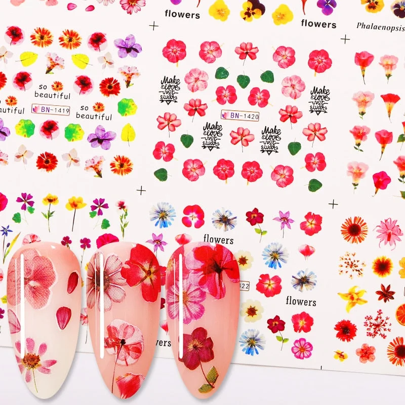 12Pcs Summer Fruit Water Decals Fruit/Kiwi/Banana/Lemon/ Strawberry Designs DIY Nail Stickers Wraps Slider Decoration
