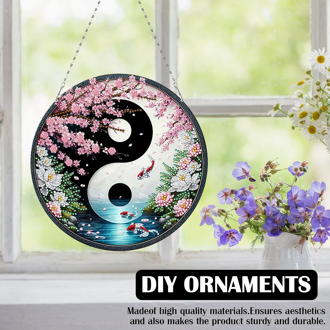 Fish Yin Yang 2D Flat DIY Diamond Painting Set Diamond Art Pendant Home Decor