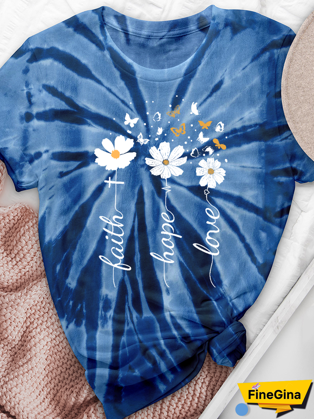 Faith Hope Love Floral Tie-Dye Print Tee