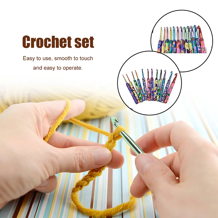Long Crochet Hook Set 12pcs Aluminum Knitting Needles Set Crochet