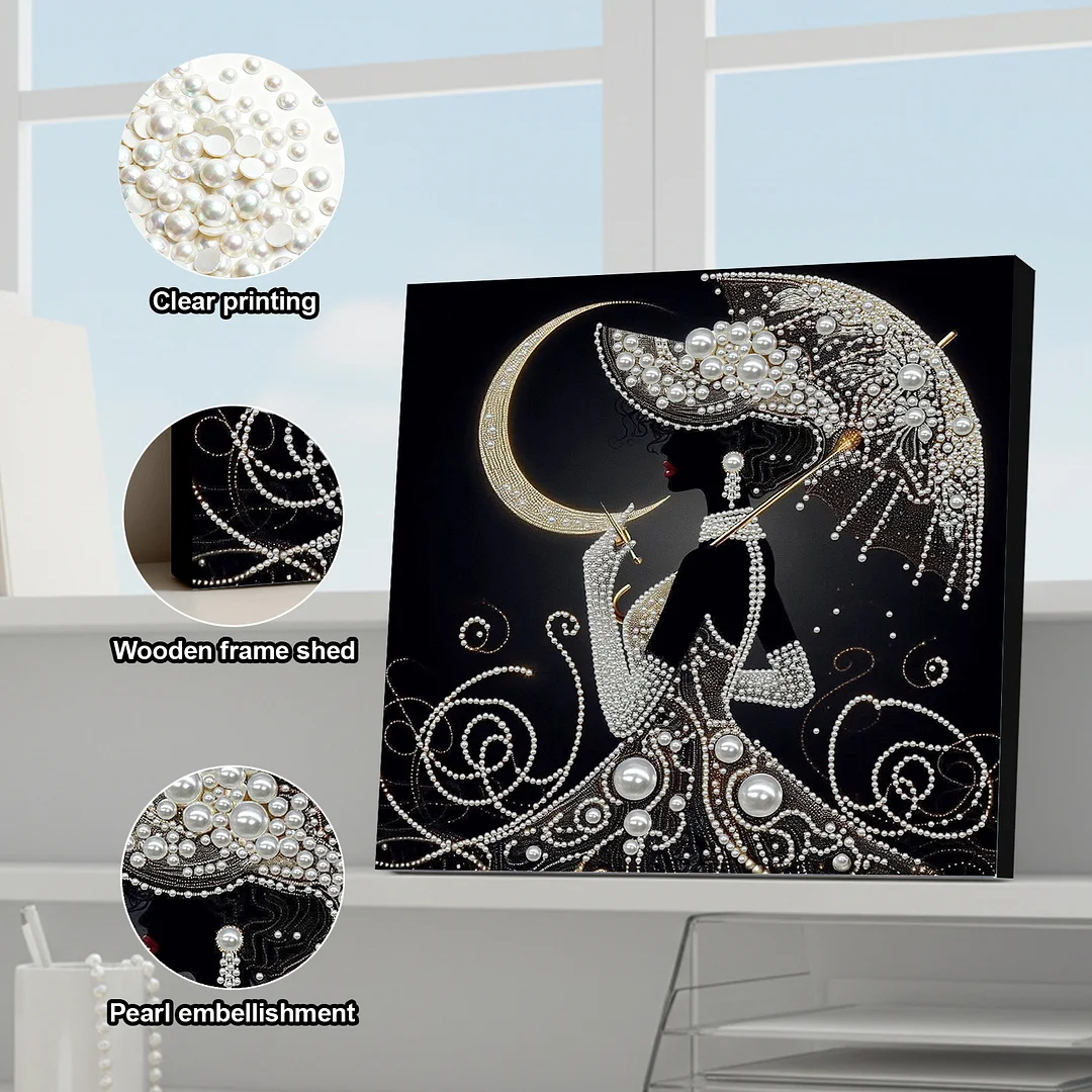 Elegant Lady - DIY Pearl Diamond Art Kit With Frame 30*30cm