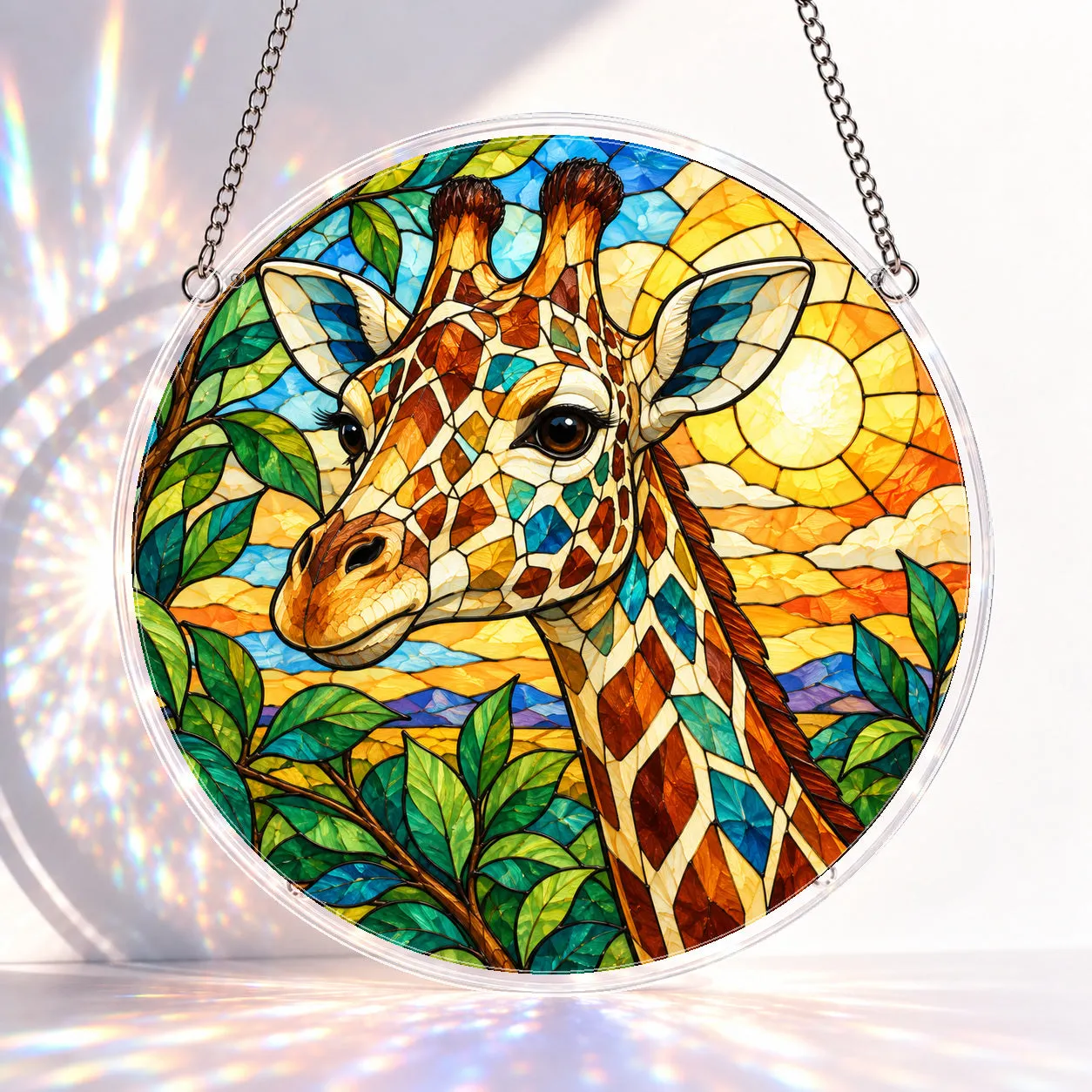 Savanna Giraffe Stained Glass Suncatcher Puzzle