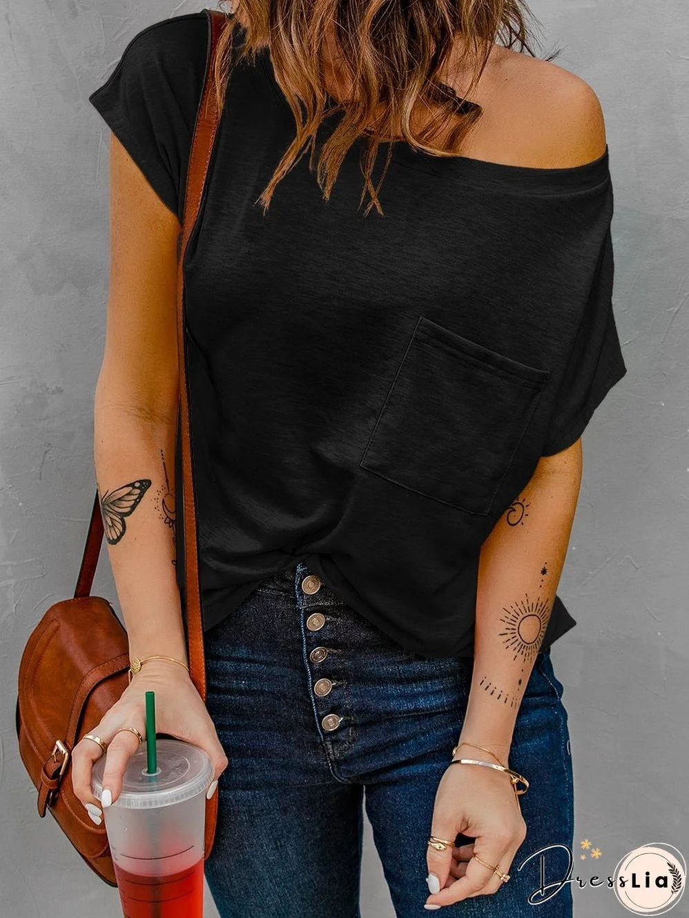 Black Casual Short Sleeve T-Shirt