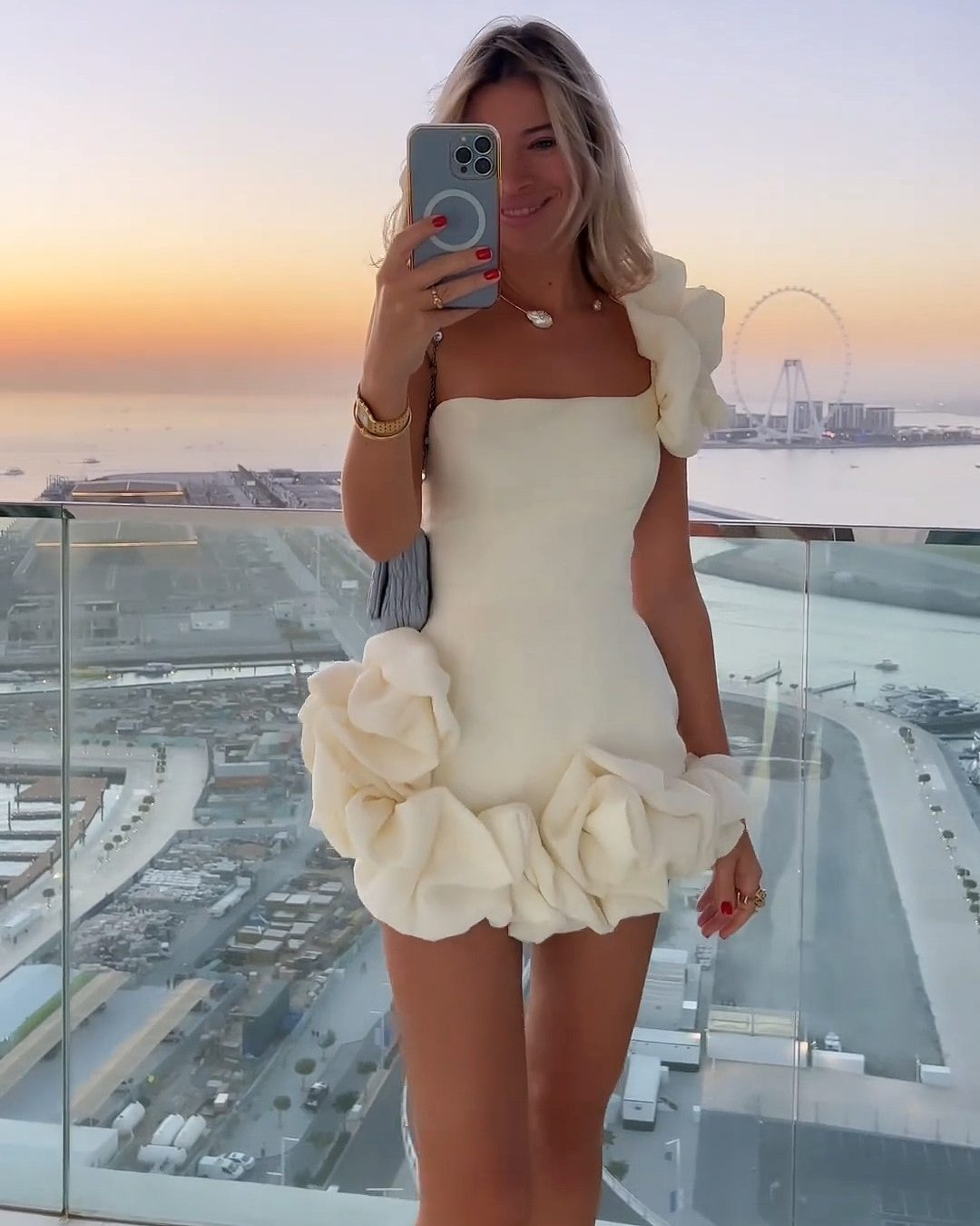 Lisliy Beautiful One Shoulder Sleeveless Short Homecoming Dress with Flowers