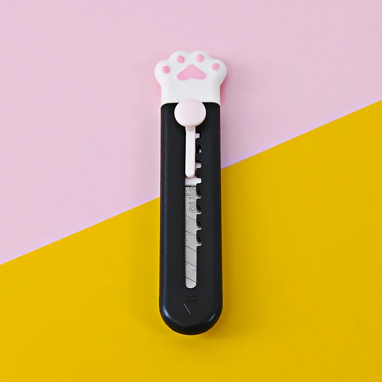 JOURNALSAY Cute Girly Cartoons Pink Cat Paw Alloy Mini Portalble Utility Knife Cutter