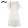 ONLY Brand 2018 NEW fashion sweet hollow crochet off shoulder short sleeves female dresses |118207636 