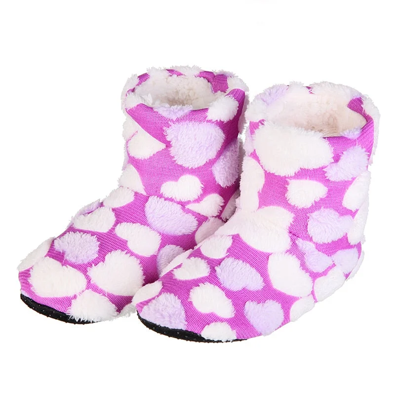 Glglgege Ladies Home Floor Soft Women indoor Slippers sole Cotton-Padded Shoes Female Cashmere Warm Casual Heart-shaped Shoes
