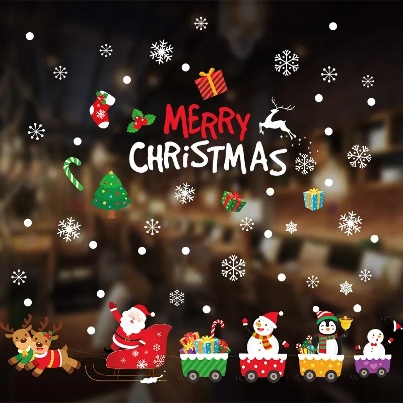 DIY Merry Christmas Wall Stickers Window Glass Stickers Christmas Decorations For Home Christmas Ornaments Xmas New Year 2021