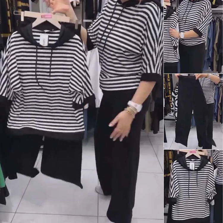 💕Limited Sale 50% OFF💕Women's Striped Top & Solid Pants Set